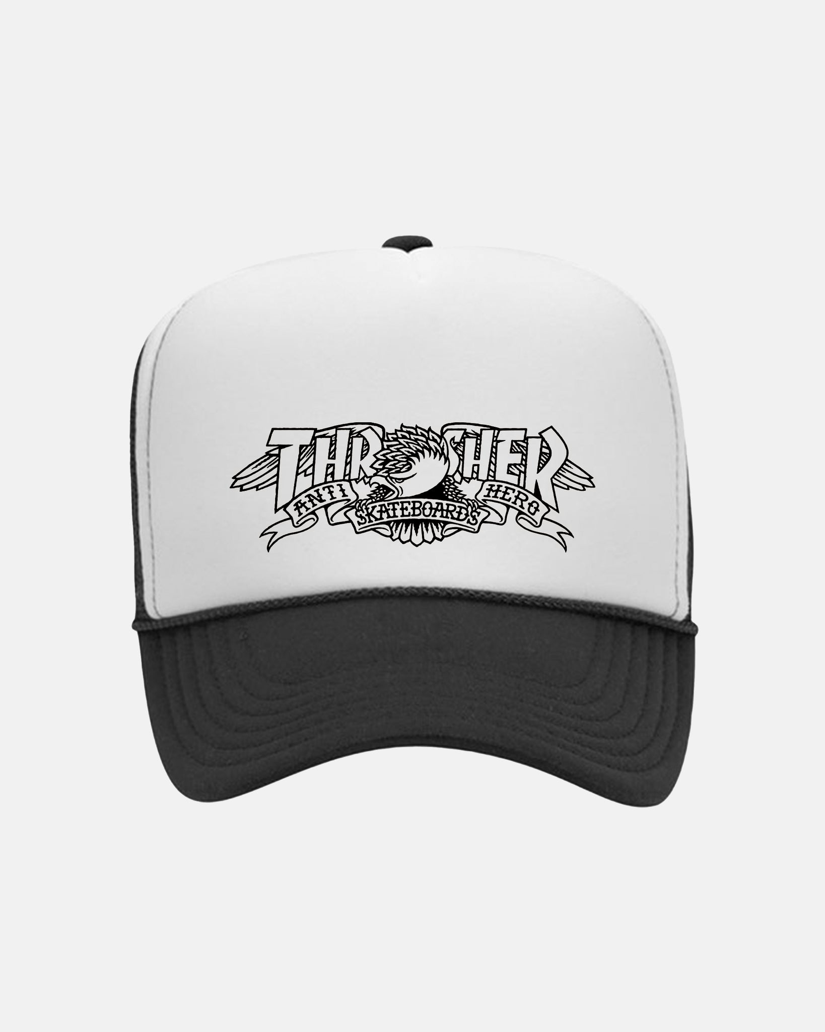 Thrasher x Anti-Hero - Mag Banner Trucker Hat [Black/White]