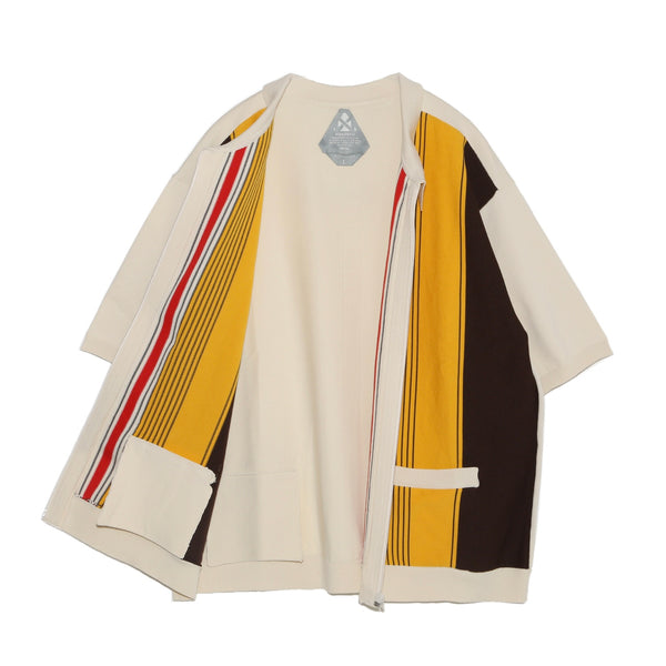 Muraspo - Tech Knit Striped Zip Cardigan [Cream]
