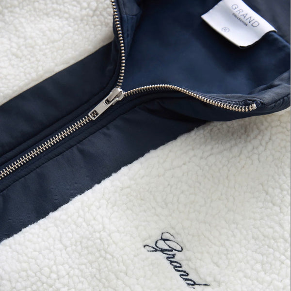 Grand - Shibuya Sherpa/Nylon Jacket [White/Navy]