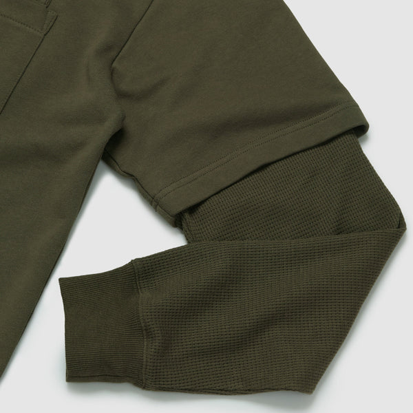 Victoria - Waffle Sleeve Double Pocket Tee [Artichoke]
