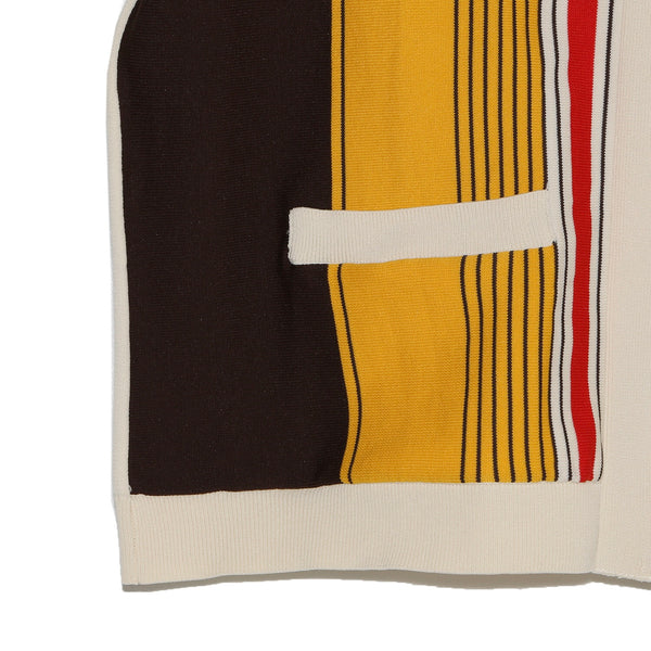 Muraspo - Tech Knit Striped Zip Cardigan [Cream]