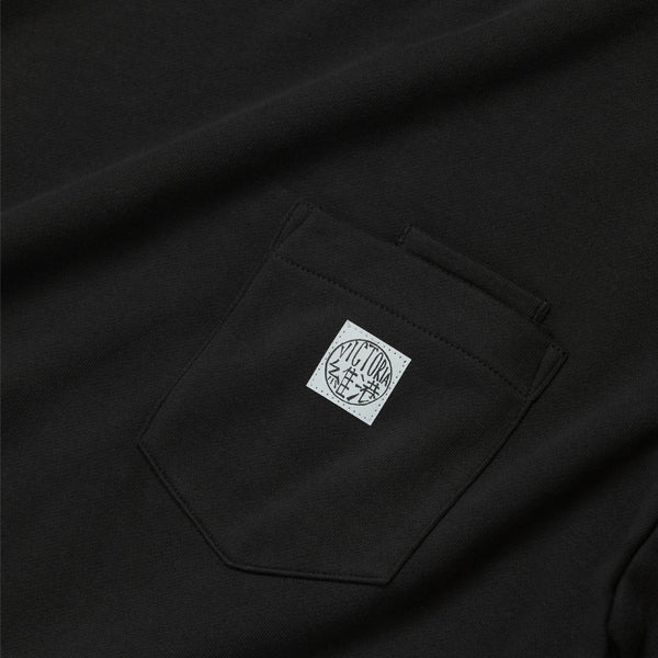 Victoria - Waffle Sleeve Double Pocket Tee [Black]