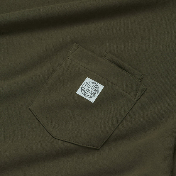 Victoria - Waffle Sleeve Double Pocket Tee [Artichoke]