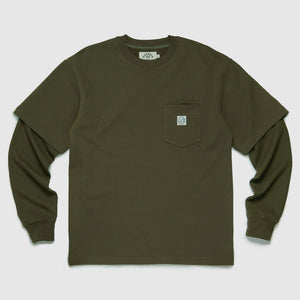 Victoria - Waffle Sleeve Double Pocket Tee [Artichoke]