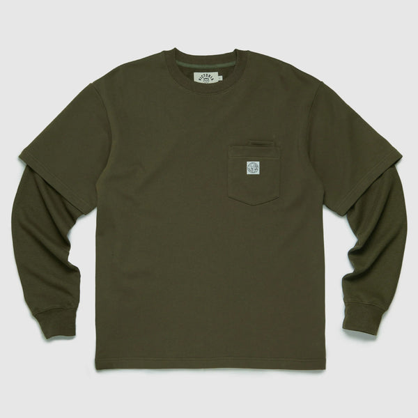 Victoria - Waffle Sleeve Double Pocket Tee [Artichoke]