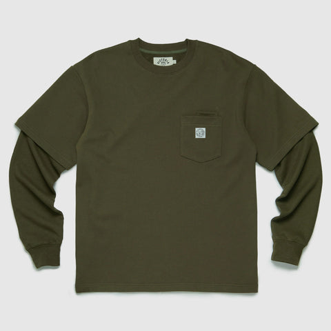 Victoria - Waffle Sleeve Double Pocket Tee [Artichoke]