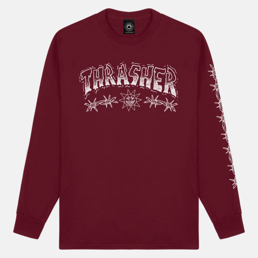 Thrasher - Barbed Wire L/S Tee [MAROON]