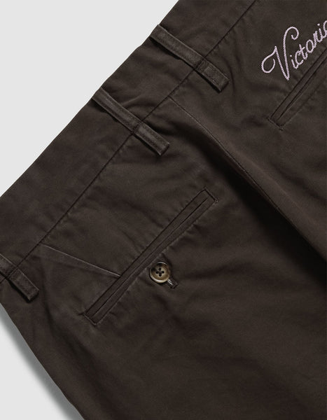 Victoria - Inverted Pleats Chino Pants [WASHED CHOCOLATE]