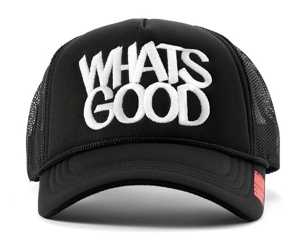 8FIVE2 x Whats Good Trucker Hat Black/Black/White by Eric Haze