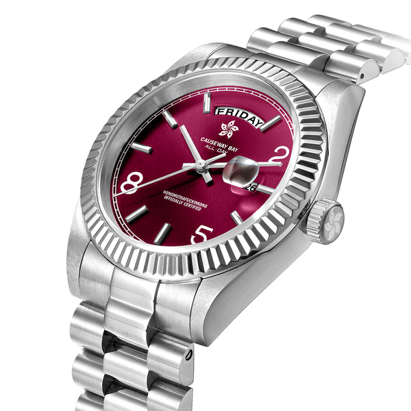 8FIVE2 Watch "ALL DAY" 7 Silver/Maroon