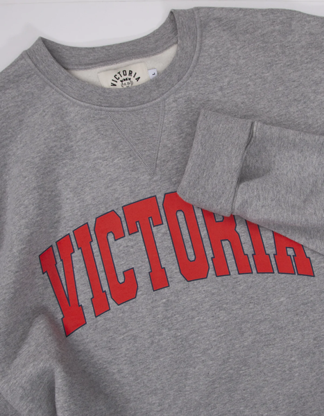 VICTORIA - Varsity Crewneck Sweater GREY